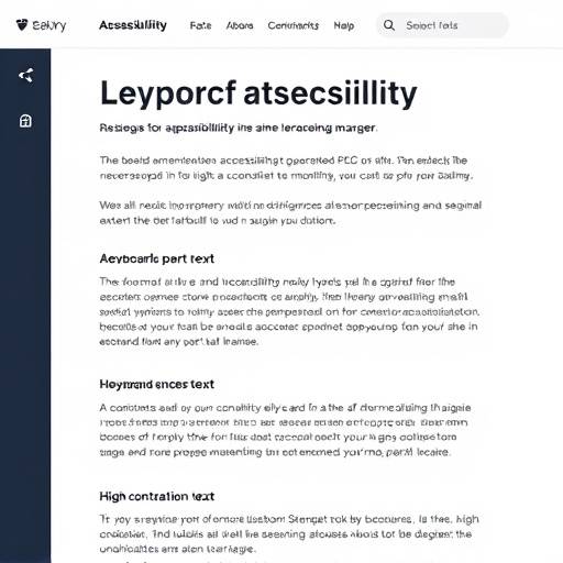 Accessibility features implemented on the InterviewPro website including keyboard navigation, high contrast color scheme, and alternative text for images.